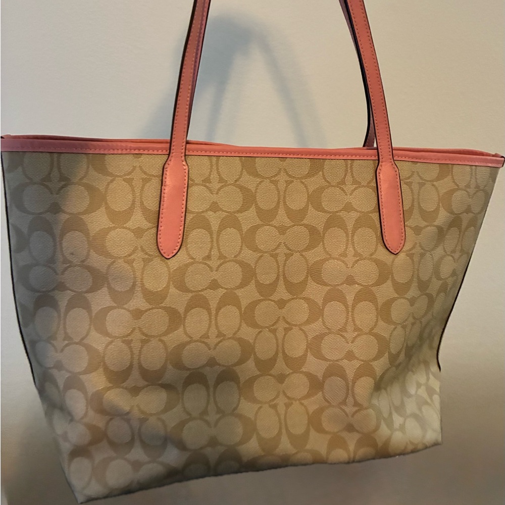 Coach x Disney Beige Cinderella Themed Tote with Pink Handles and Fun Patches - Picture 4 of 4
